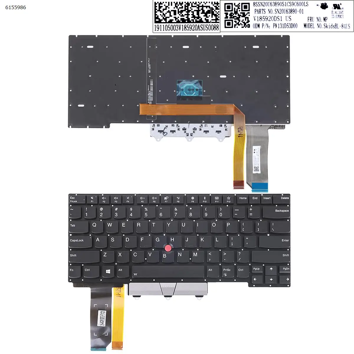 

US Laptop Keyboard for Lenovo Thinkpad E14 Gen 1 2020 Type 20RA 20RB Backlit With Point Stick