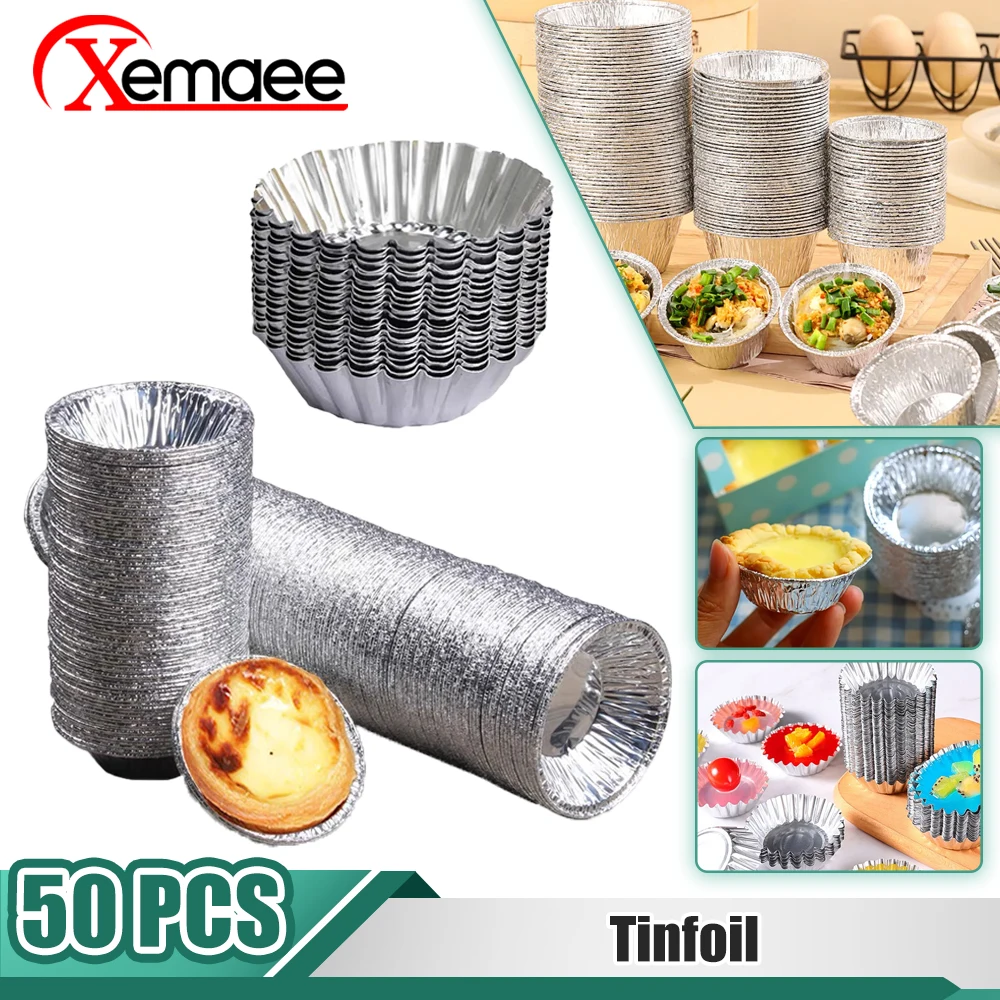 

New 50/100Pcs Egg Tart Mould Aluminum Foil Cake Tart Cup Pudding Fruit Tart Mould Nonstick Cupcake Tart Pan Kitchen Pastry Tool