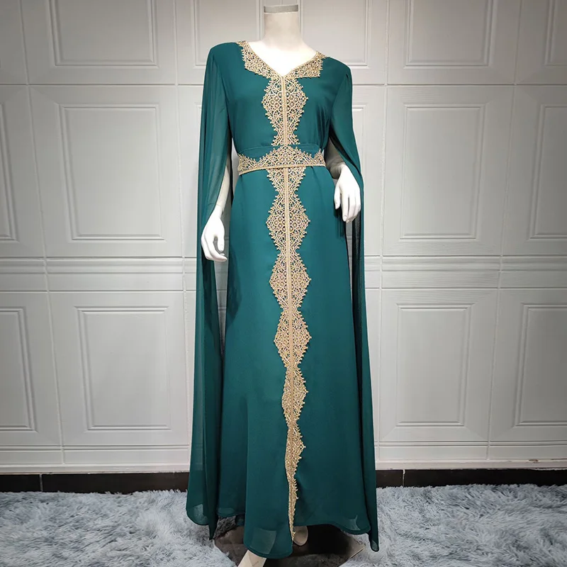 Fashion Embroidered Long Dress Arab Muslim Women Long Dress French British Stage Show Evening Dress Islamic Noble Long Dress