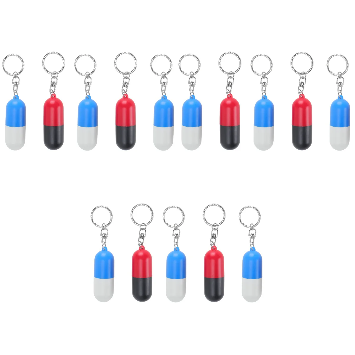 

15 PCS Shape Medicine Box Portable Container Bottle Organizer Storage Case with Keychain (Random Color)
