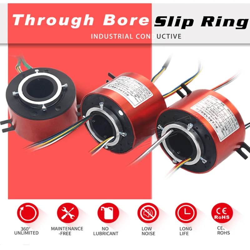 

Hollow Slipring Internal Diameter 50mm 6 Wires 10A 220V- 380VAC 600Rpm Throubore slipring Connector