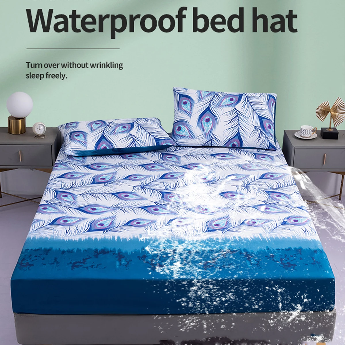 

Waterproof Mattress Cover Marble Printed Fitted Sheet Bed Cover Mattress Protector Sheet with Elastic Band Cover Set