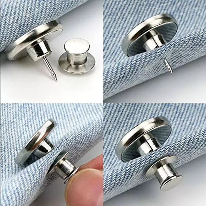 

4/8PCS Detachable Jeans Buckle Adjustable Jeans Pin Buttons Nail-free Metal Snap Button DIY Clothing Garment Button Accessories