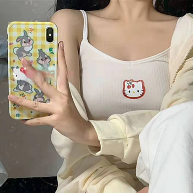 Женский трикотажный топ Hello Kitty, однотонная утепленная бархатная кофта с мультяшным рисунком, топ без рукавов для студентов
Женский трикотажный топ Hello Kitty, однотонная утепленная бархатная кофта с мультяшным рисунком, топ без рукавов для студентов