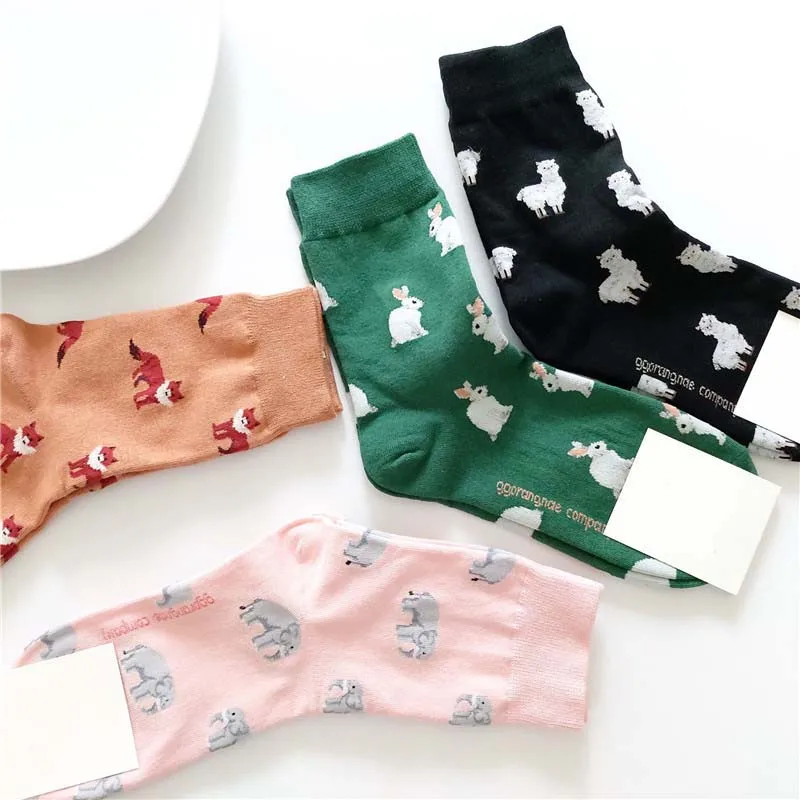 

Spring Autumn New Product Casual Korean Style Women Animal Cartoon Fox Elephant Rabbit Sheep Cotton Tide Short Socks