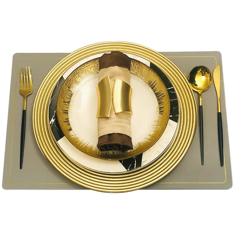 

Nordic Luxury Plate Sets Ceramics Glass Steak Dinner Set Round Dessert Platere Staurant Trays Decorative Platos Tableware DA60PZ