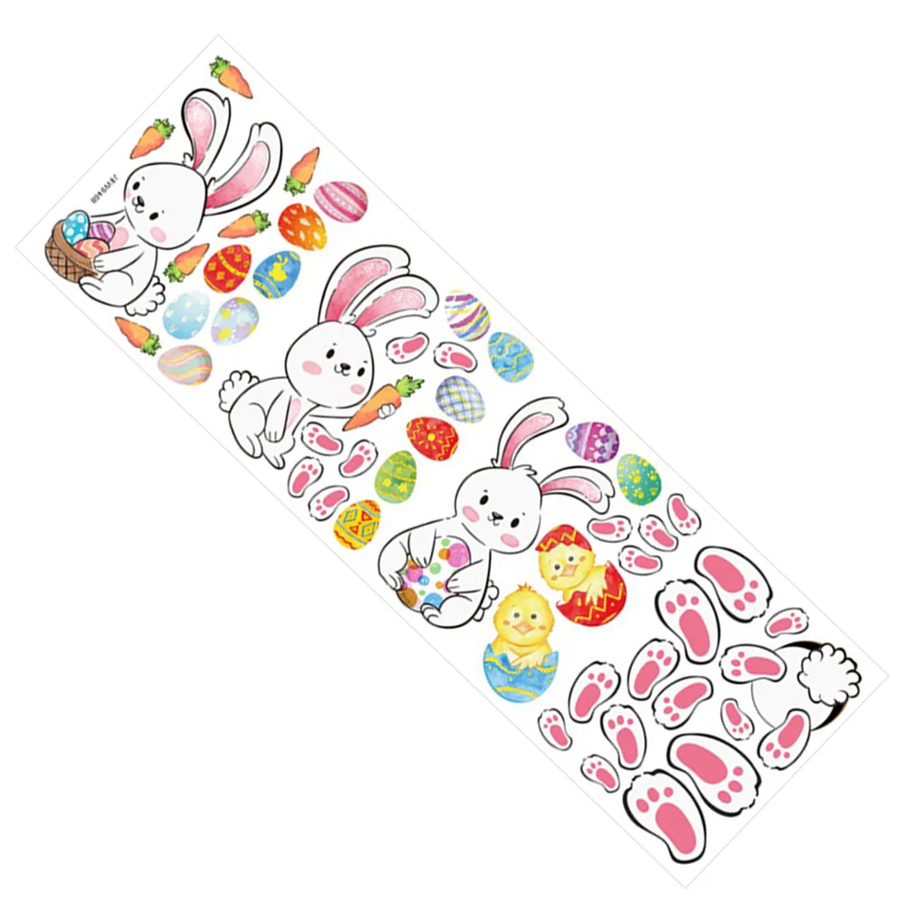 

1 Sheet of Easter Party Wall Sticker Cartoon Bunny Egg Carrot Pattern Decal Window Decorative Sticker