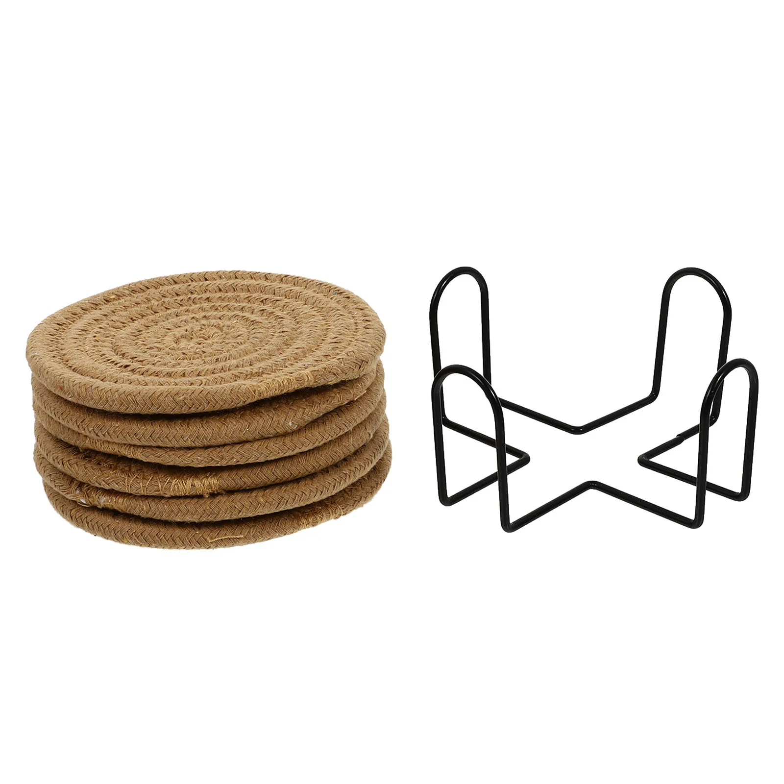 

6 Pcs Household Bowls Plates Anti-scalding Mats Table Cotton Rope Woven Mats (Coffee)