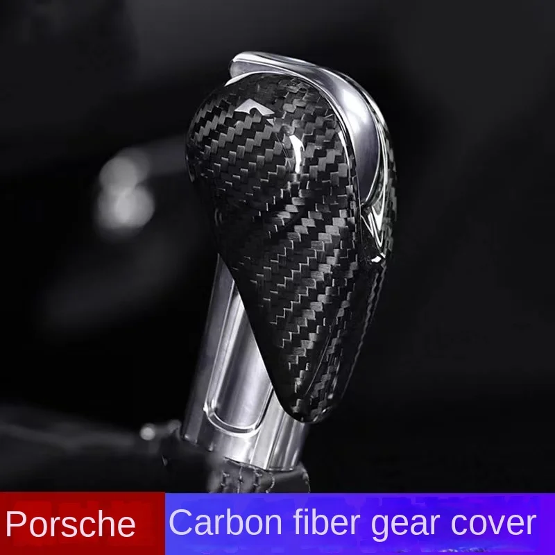

For Porsche Series Gear Handle Decoration Panamera Macan 911 718 Boxster Cayman True Carbon Fiber Gear Lever Cover Accessories