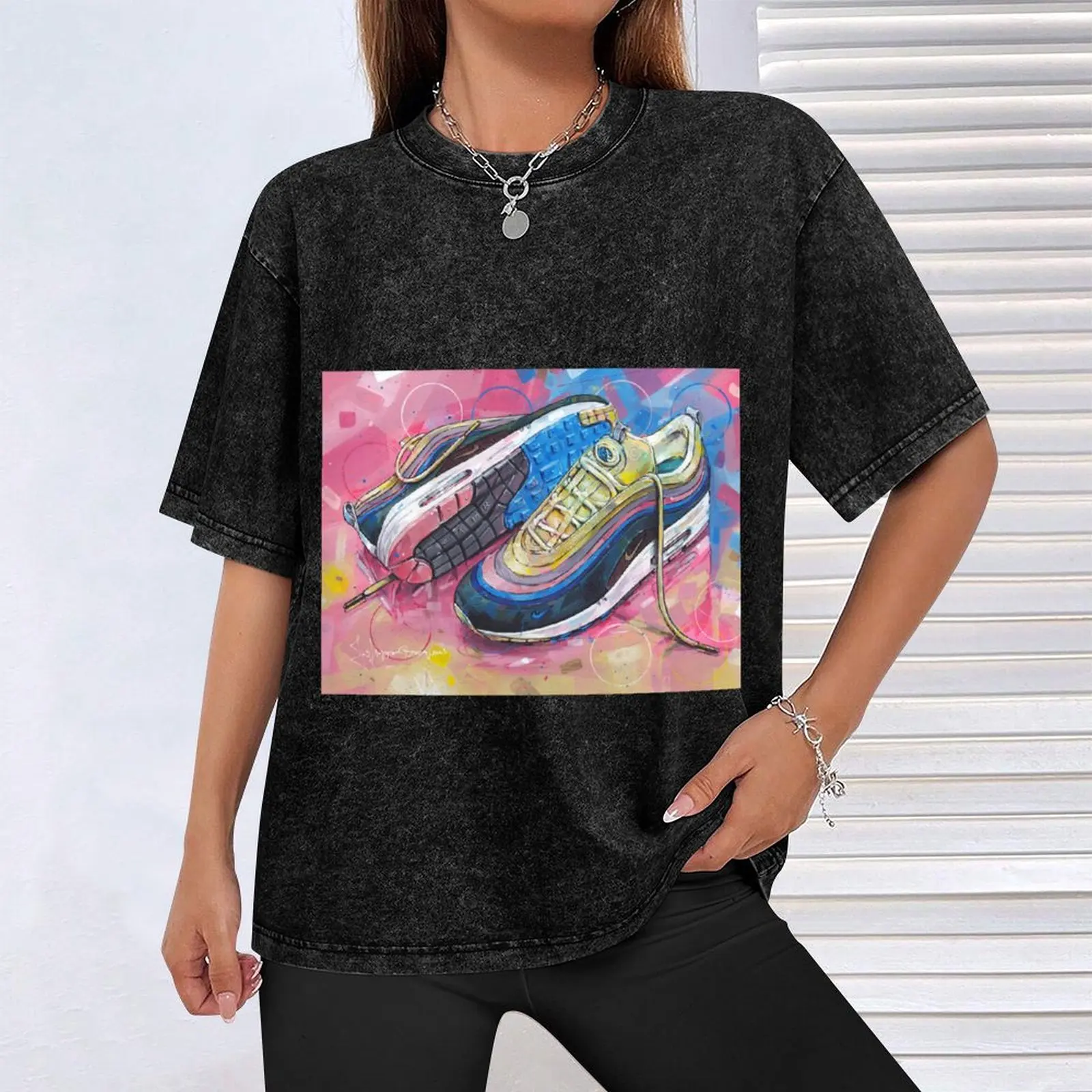 AirMax1 Шон вотерложка кроссовки искусство футболки графика футболка Эстетическая