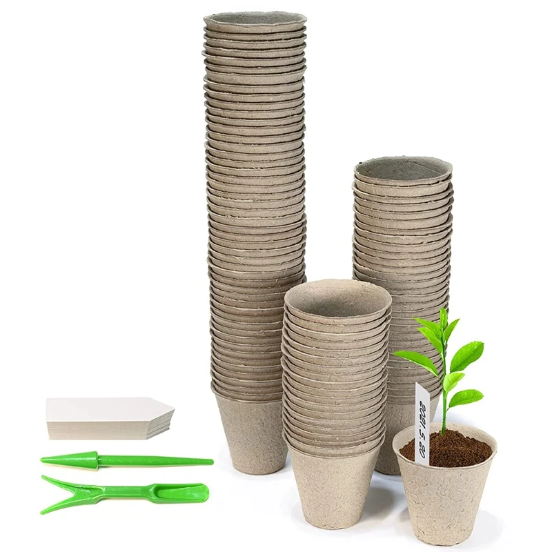 

Promotion! Growing Pots For Plants, Diameter 8 Cm, Height 8Cm, 100 Pieces Plant Pots And 100 Plant Labels