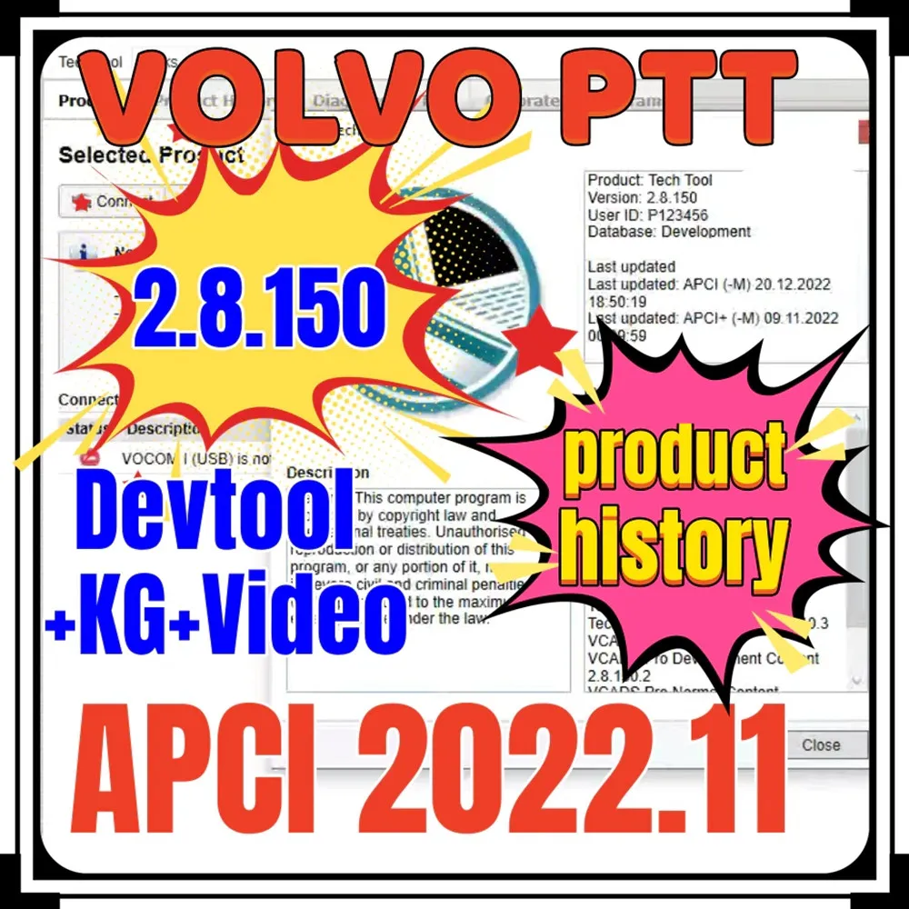 2023 новый высокотехнологичный инструмент 2.8.150 (PTT 2,8/VCADS)(REAL Development) [APCI + 2022,11] для volvo с инструментом разработчика