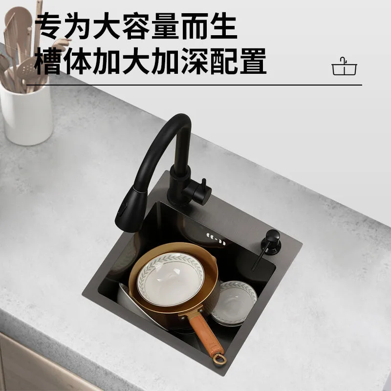 Черная кухонная раковина ручной работы из нержавеющей стали Nano 304 мини-счетчик