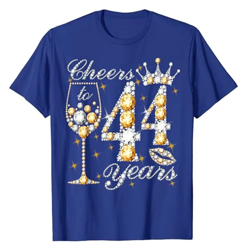 Футболка Cheers To 44 лет Happy 44th Birthday Queen Drink Wine женская мода и потрясающие футболки