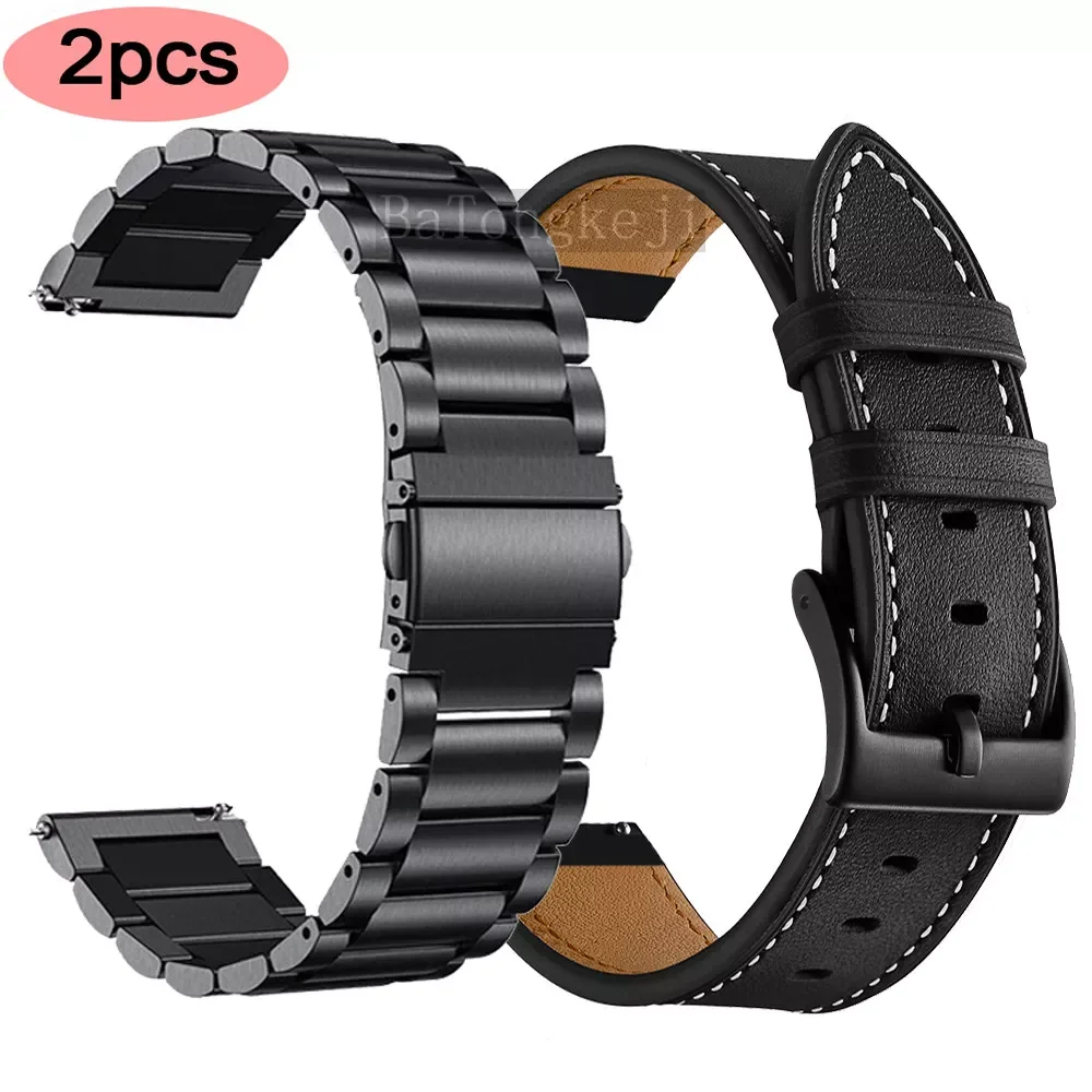 

Металлический ремешок + браслет из натуральной кожи для Samsung Galaxy watch 3 45 мм 41 мм/Active 2 46 мм/42 мм Gear S3 Frontier 20 22 мм