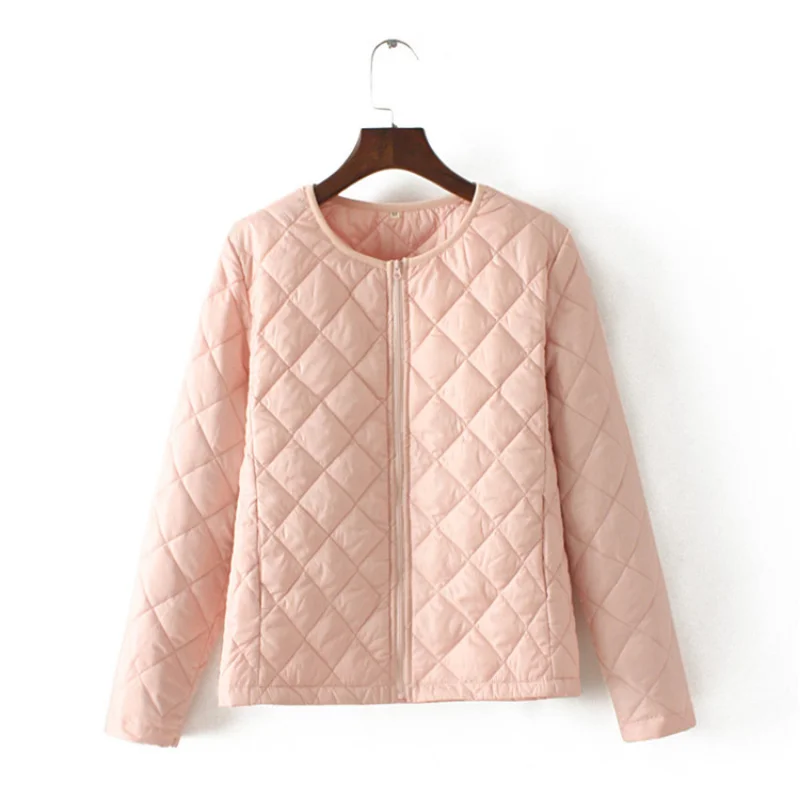 New Women's Short Coat Autumn/Winter Warm Zipper Coat Fashion Solid Color Slim Fit Comfortable Simple Lightweight Quilted Jacket