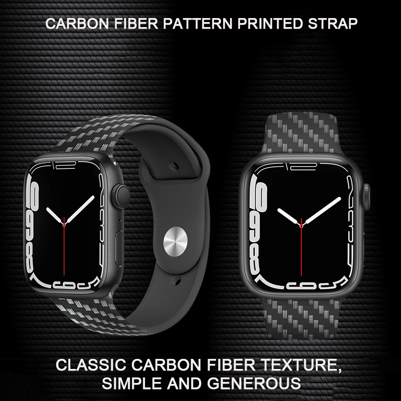 

Replacement Strap for Apple Watch 7 SE 6 5 4 3 Strap Carbon Fiber Pattern Watchstrap for Smart Watch Replacement Band Dropship