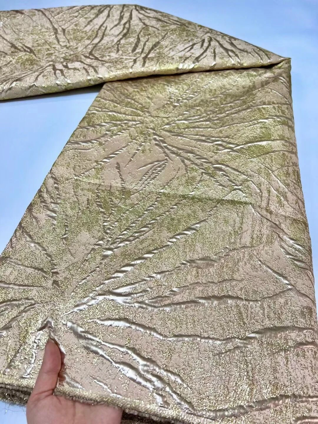 

2023Latest High Quality African Nigerian Tulle Lace Fabric Jacquard Organza Embroidery Guipure Party Prom Dress 5Yard