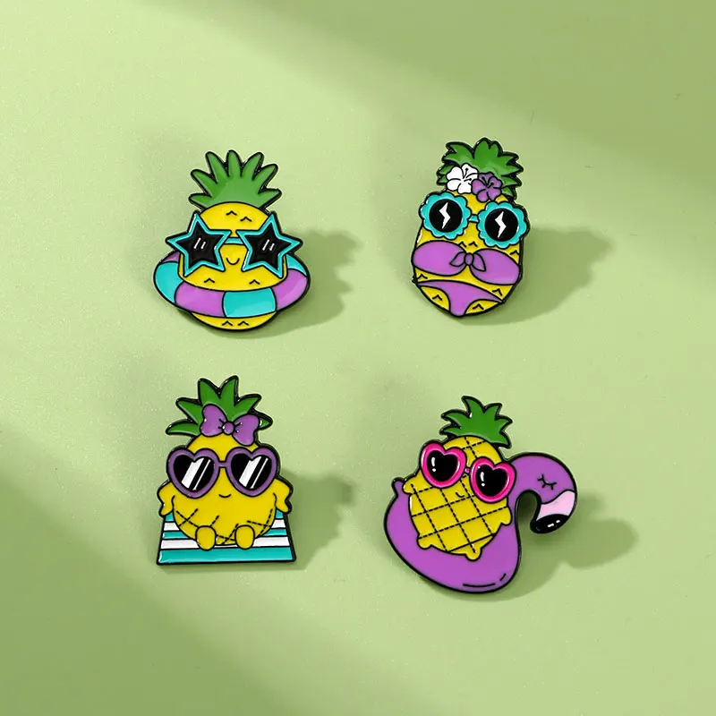 4 шт./набор эмалированные броши в форме ананаса