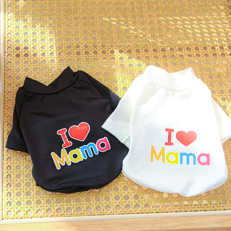 

Футболка с надписью «I Love Mama», модная Повседневная Удобная футболка с изображением собак, белая одежда для мальчиков на весну и лето, оптовая...