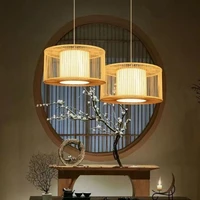 chinese modern bamboo rattan woven tea room branch chandelier living room lamp bamboo lamp lighting