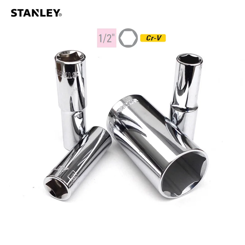 

Stanley 6PT long socket 1/2 dr. 10mm 11mm 12mm 13mm 14mm 15mm 16mm - 21mm 22mm 23mm 24mm 27mm 30mm 32mm hex socket wrench torque