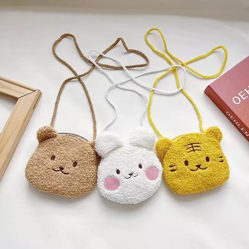 

15Cm Kawaii Tiger Plush Bag Bear Rabbit Cute for Girls Bags of Plushies Backpacks Anime Stuffed Coin Purse for Children Gifts