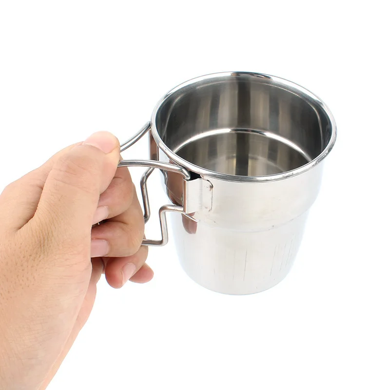 

4pcs/set Camping Cup Outdoor Multifunction Climbing Foldable Handle Hiking Coffee Mug Barbecue Stainless Steel Picnic Drinkware
