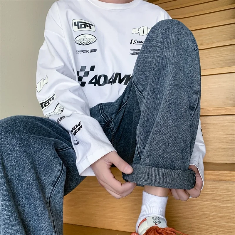 Summer Thin Jeans Men Fashion Casual Oversized Wide Leg Jeans Men Streetwear Hip-hop Loose Straight Denim Pants Mens Trousers