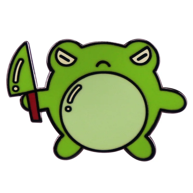 

C3497 Cute Funny Frog with knife Brooches Animal Enamel Pin Denim Lapel Bag Pin Anime Metal Badge Jewelry Gift For Friends Gift