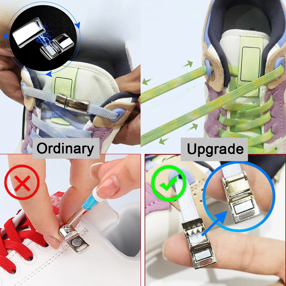 

Fashion No Tie Shoe Laces Elastic Laces Sneakers Flat Shoelaces Without Ties Kids Adult Quick Shoe Lace Rubber Bands For Shoes