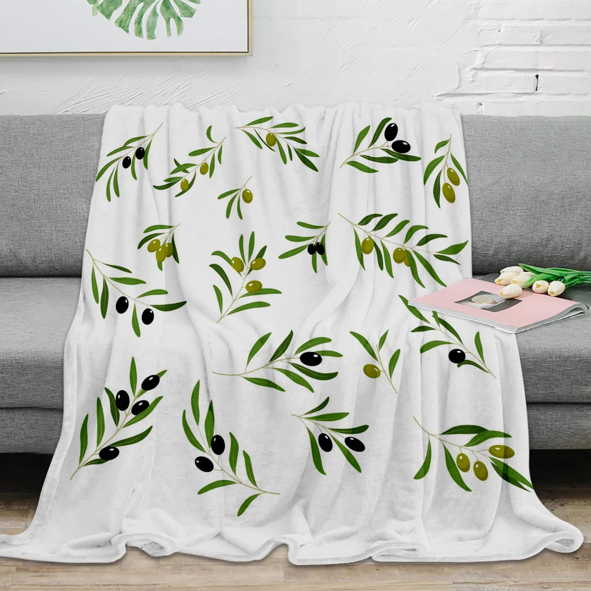 

Одеяла для кровати с зелеными листьями растений