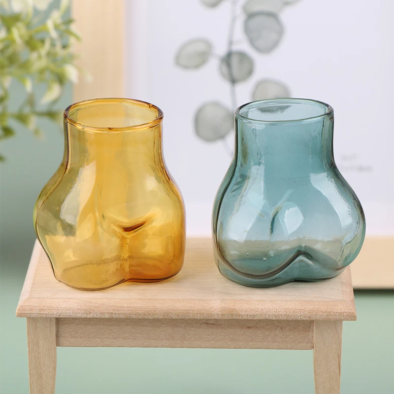 1:12 миниатюрная стеклянная ваза для кукольного домика имитация ягодиц полосатая