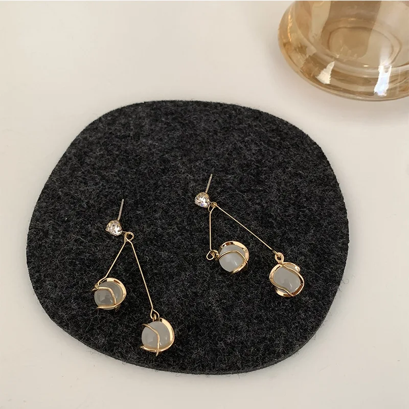 

925 Silver Temperament High-end French Earrings Long Round Face Thin Earrings Designer Earrings