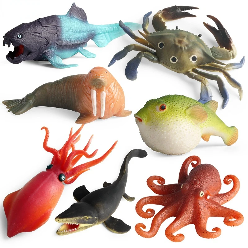 Ocean Sea Marine Animal Figures Model Octopus Squid Calamary Sleeve-fish Figurine Party Favors Supplies Gifts Collection Toys