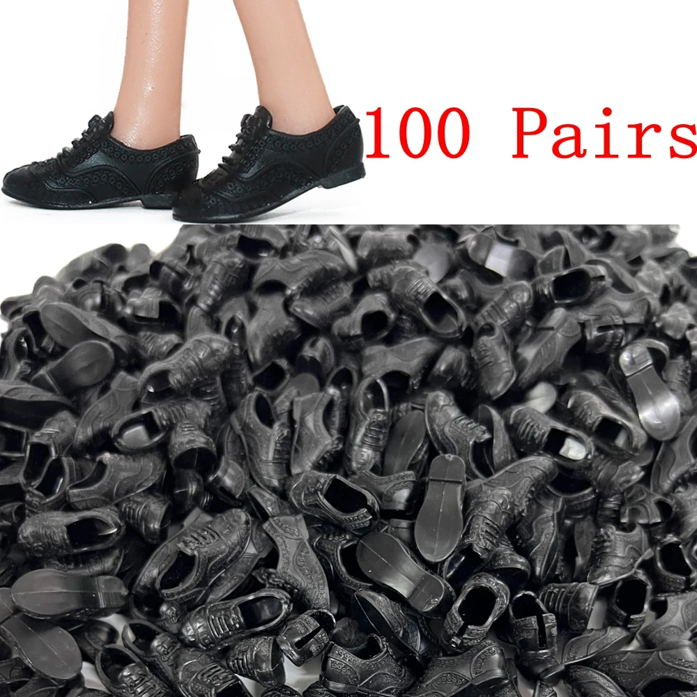 

NK 100 pairs/Set Fashion Sandals Shoes Modern Heels Black Boot For Barbie Doll Accessories Dressing Up DIY Toy Wholesale