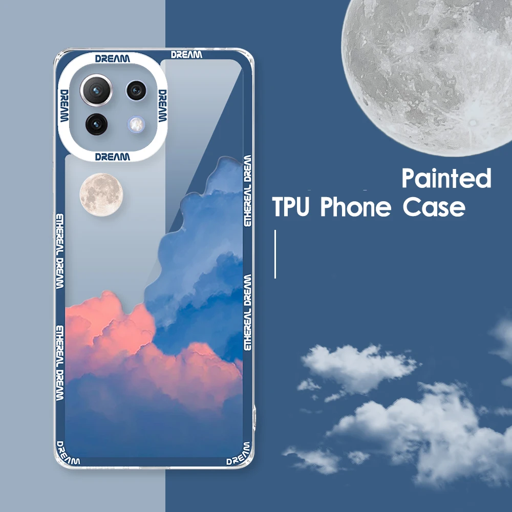 

Cloud Phone Case For Xiaomi Mi 11 Ultra Lite 5G NE 11 Pro Mi11 Case Retro Moon Night Late Len Protection Case