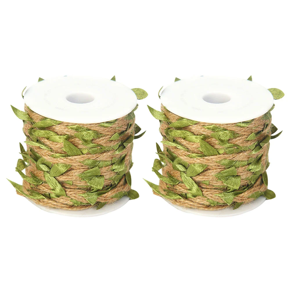 

2 Rolls Simulation Rattan Leaves Leaf Trim Ribbon Rope Artificial Jute Ribbons Crafts Emulated Decor