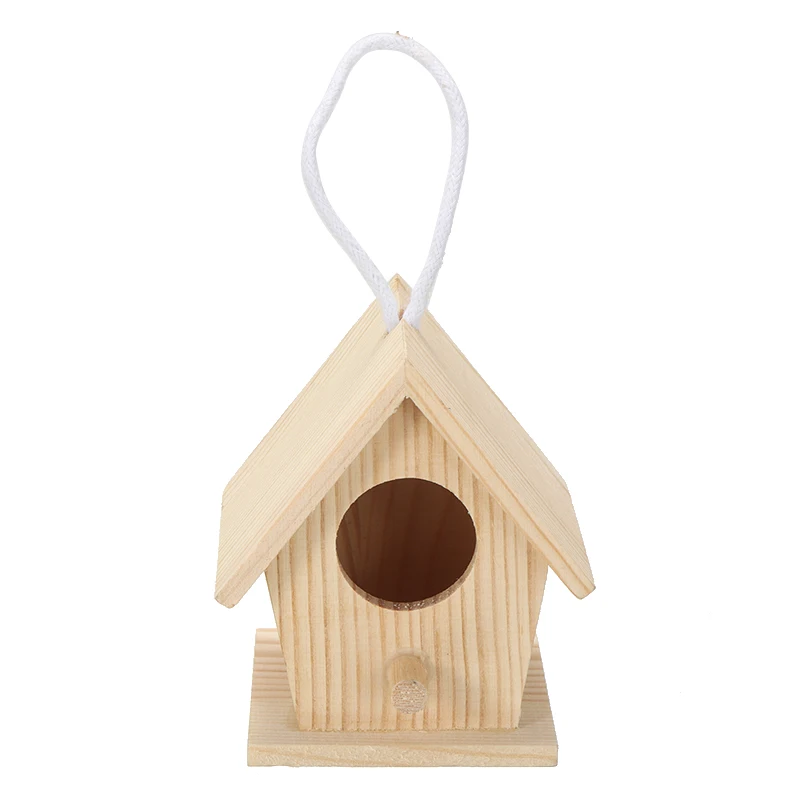 

4 Pcs Creative Wooden Bird Nesting Boxes Wall Mounted Small Birds House With Hanging Rope Nest Crafts Pet Products Accessories
