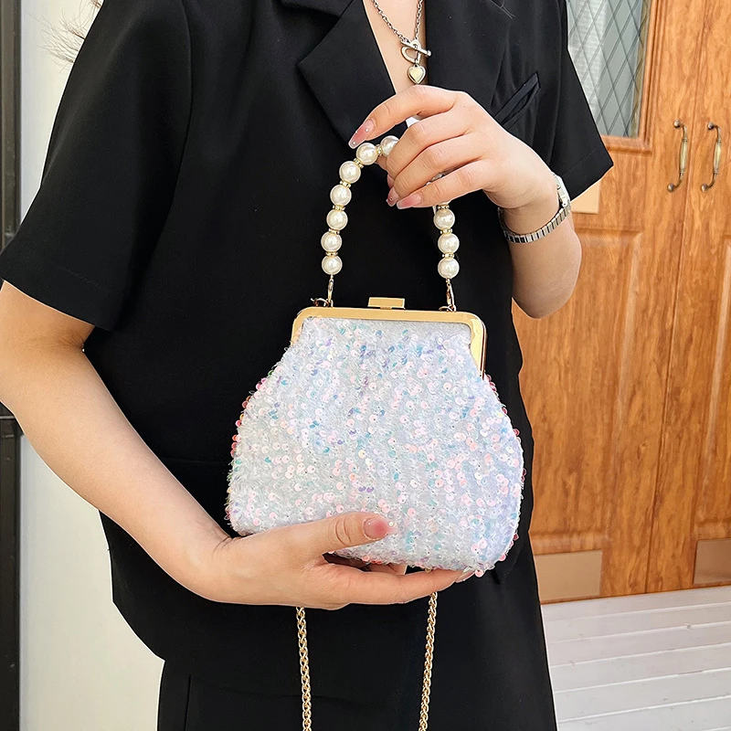 Роскошные вечерние сумочки для женщин металлическая Сумка-тоут с жемчужными