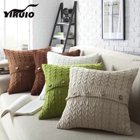 YIRUIO Nordic Decorative Button Cushion Cover Soft Fluffy Cotton Knitted Beige Gray White Bed Sofa Chair Throw Pillow Case Cover