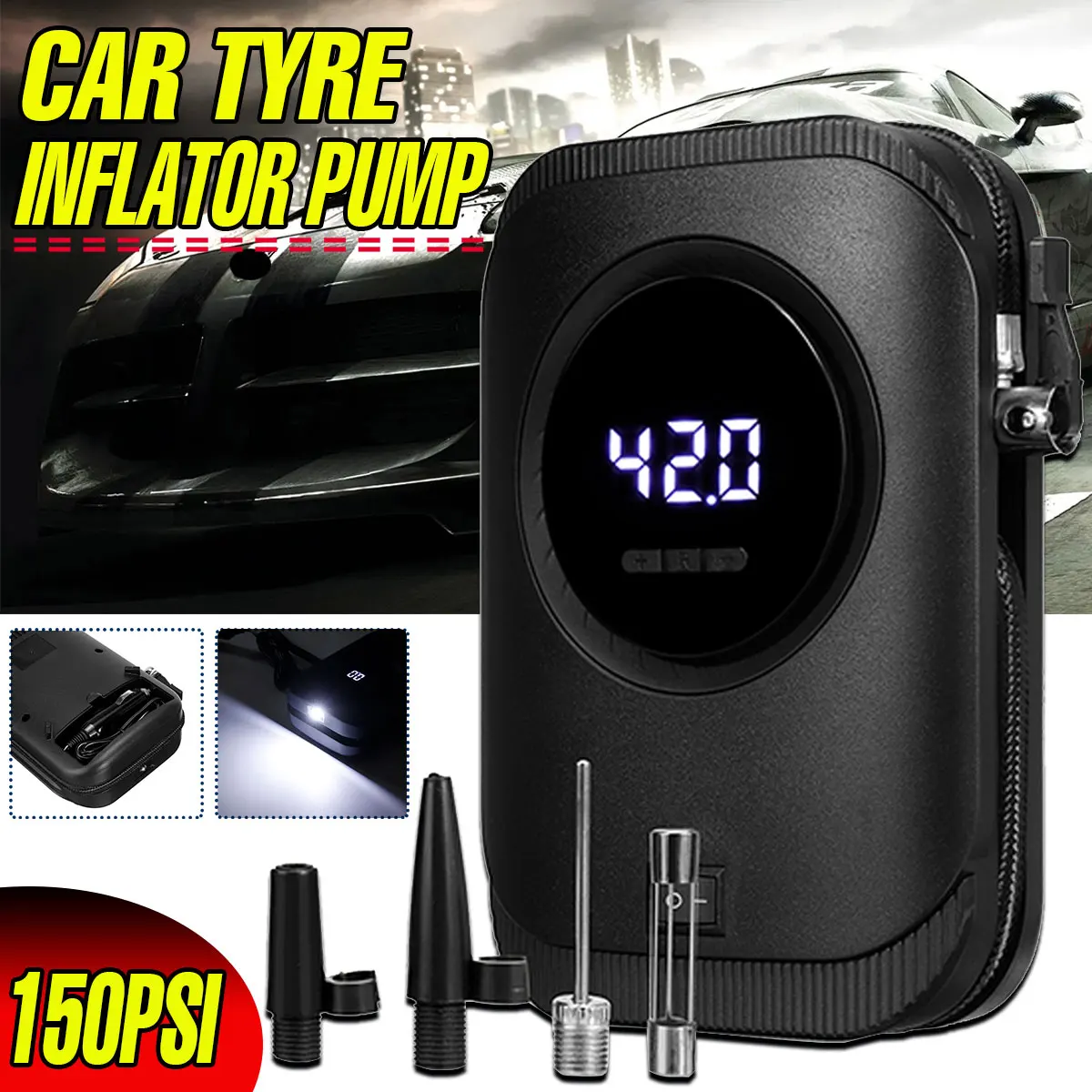 

150PSI Digital Tyre Inflator Car Air Compressor Inflatable Air Pump Portable Air Inflator Motorcycle Bicycle Balls Air Inflator