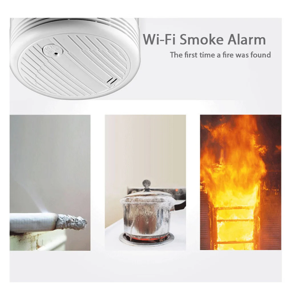 

Tuya WiFi Air Alarm Kitchen Automatic Smoke Fog Detector Alert Remote Control Air Leak Alarm for Home Office