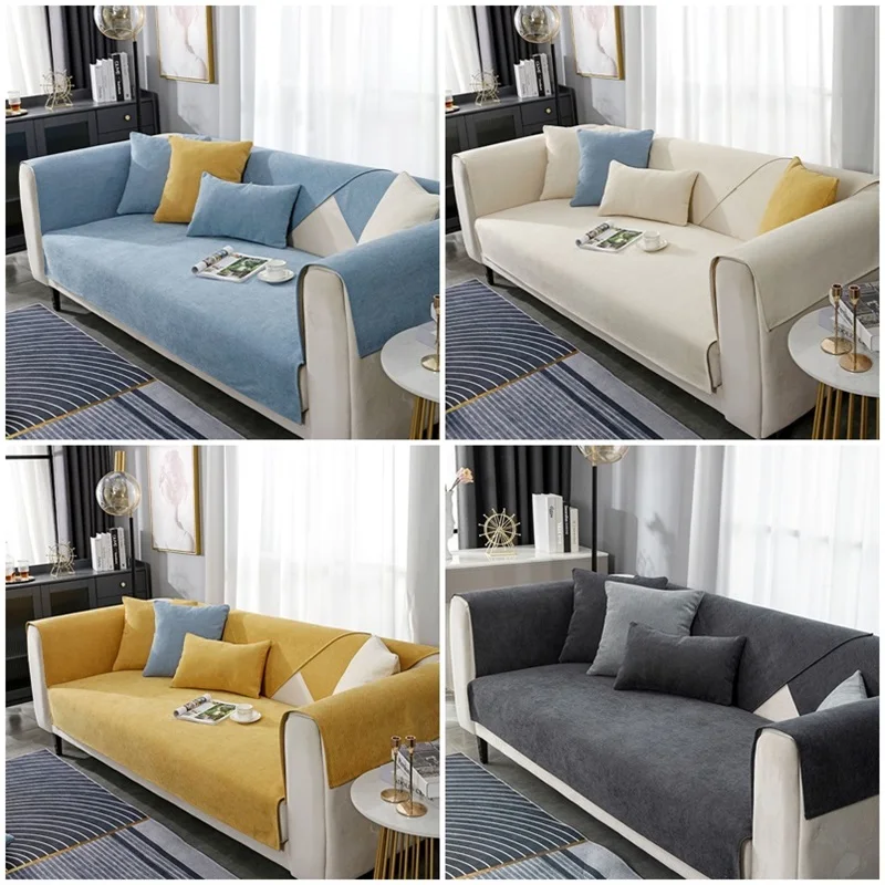 

Nordic Solid Color Waterproof Sofa Cover Removable Pet Dog Kid Mat Non-slip Armchair Furniture Protector Washable Armrest Towel
