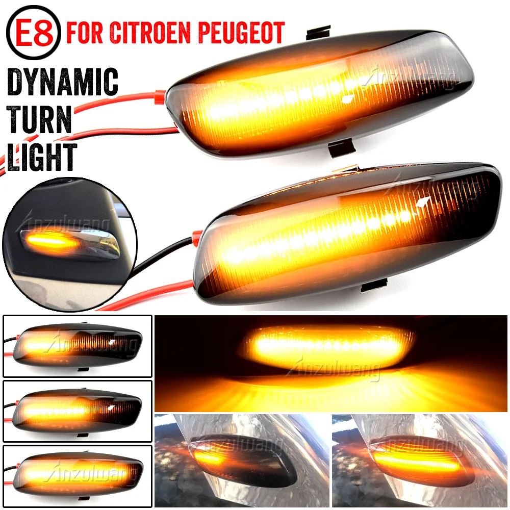 

For Citroen C4 Picasso C3 C5 DS4 Peugeot 308 207 3008 5008 LED Dynamic Turn Signal Light Side Marker Lamp Blinker Car Amber