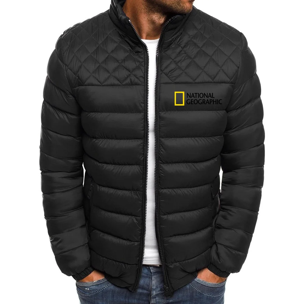 

Solid Color Letter Printing Jacket Cotton-padded Jacket Lingge Stitched Thickened Collar Cotton-padded Jacket Winter Warm