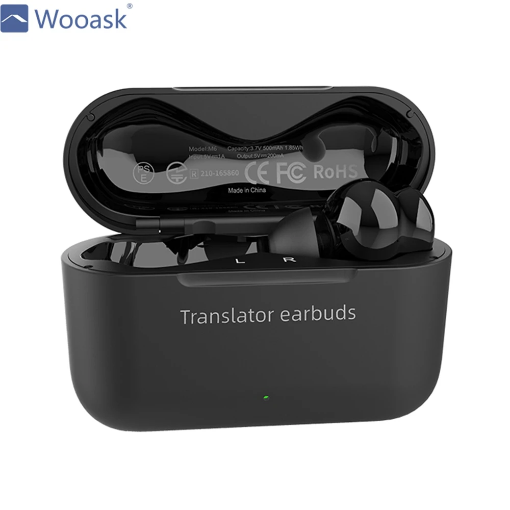 

Wooask M6 Online Wireless Translator Earbuds 144 Languages Instant Voice Translation Device for Business Traveling Leaning