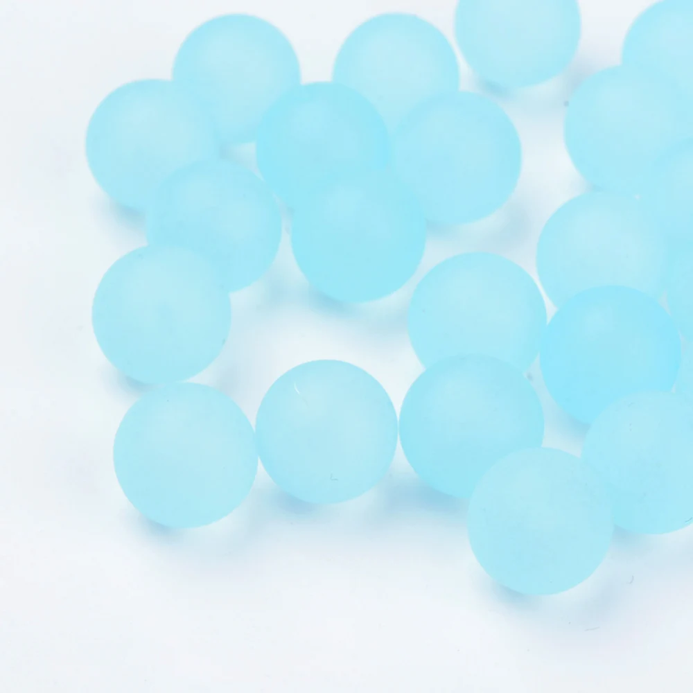 

50pc Transparent Acrylic Beads No Hole Beads Frosted Round Light Sky Blue 10mm