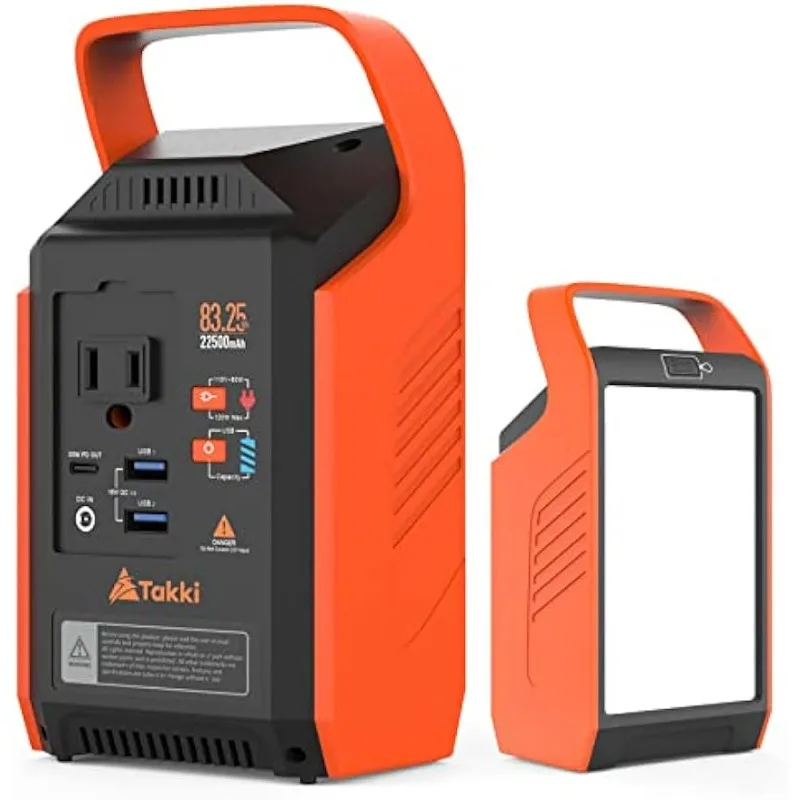 

Portable Power Station 83Wh, Takki Camping Solar Generator Power Bank with 110V/80W AC Outlet Light Emergency Battery Backup