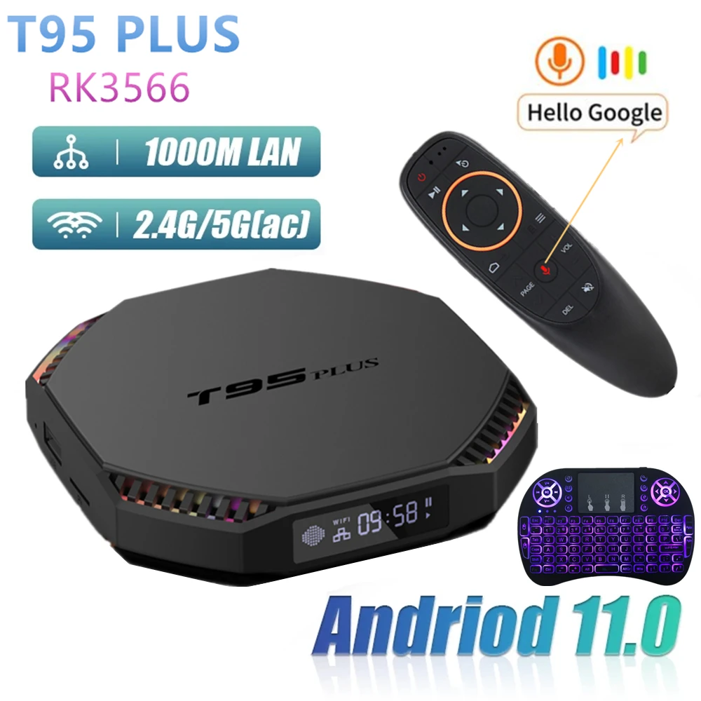 

T95 Plus Smart TV Box Android 11 8GB RAM 64GB Rockchip RK3566 Support 4K Wifi 1000M 4GB 32GB Media Player T95Plus Set top TVBOX